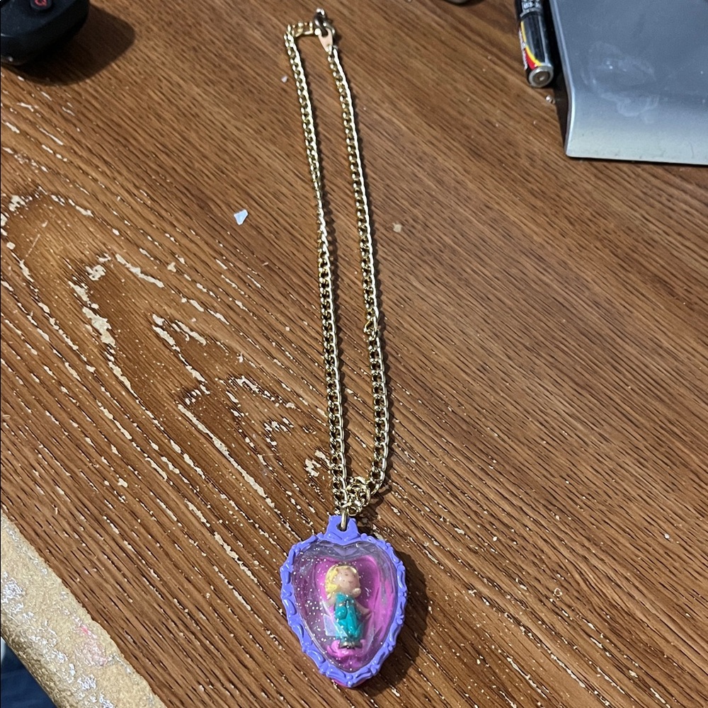 Blue Bird Gold Necklace with Pink and purple Pendant